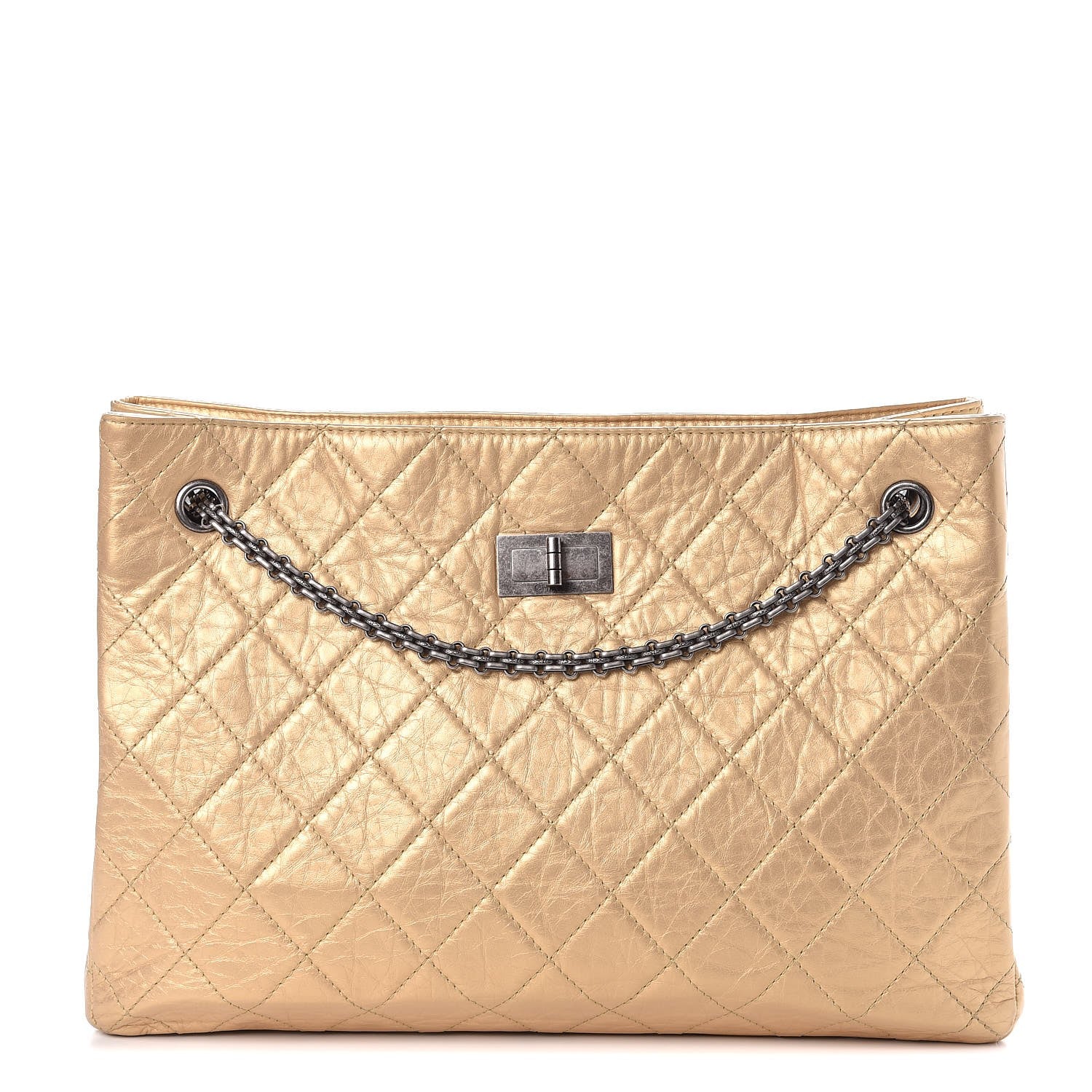 Chanel Metallic Aged Calfskin Quilted Reissue 2.55 Tote Light Gold 1 of 11