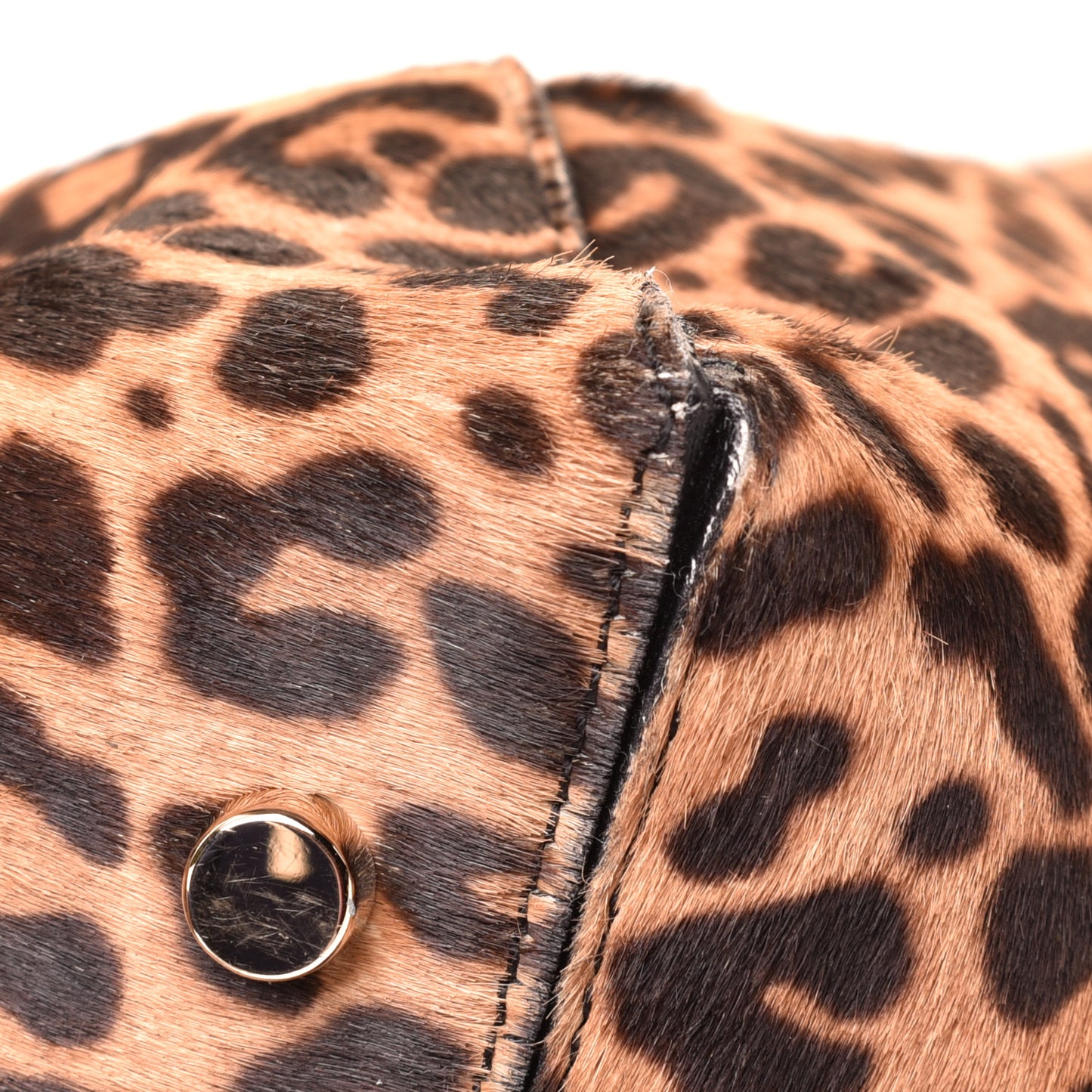 Calfskin Pony Hair Trapeze Tote Black Leopard