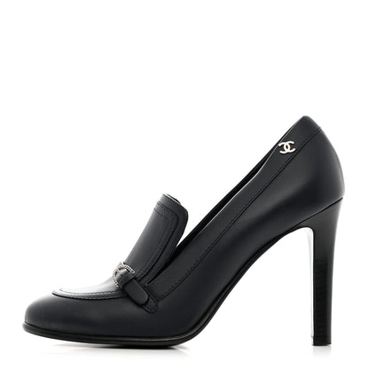 Chanel Calfskin Buckle Pumps 39.5 Navy 1 of 11