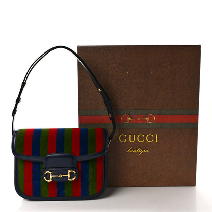 Gucci Velvet Azalea Calfskin Baiadera Stripe Horsebit 1955 Shoulder Bag Multicolor 10 of 10