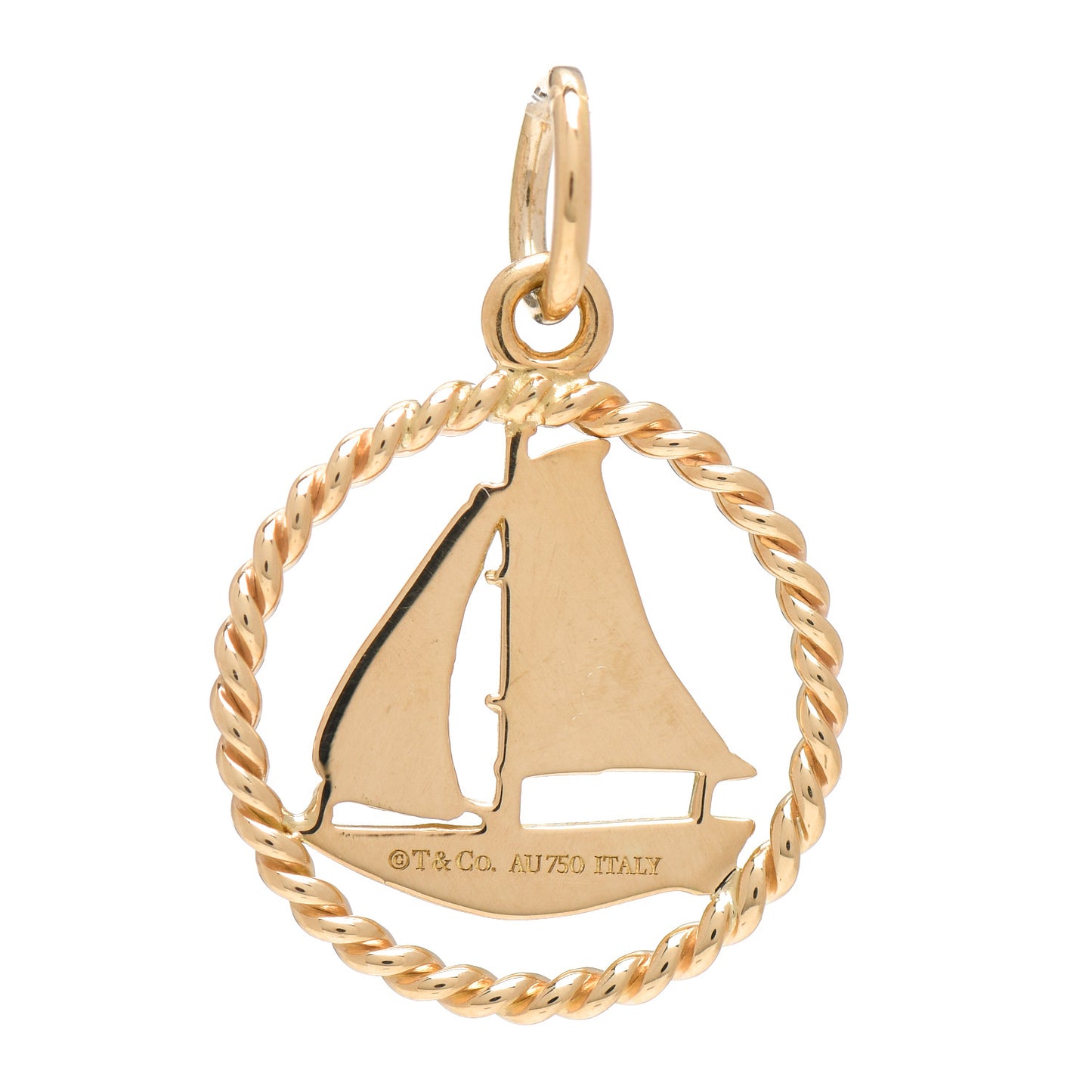 18K Yellow Gold Sailboat Twist Charm