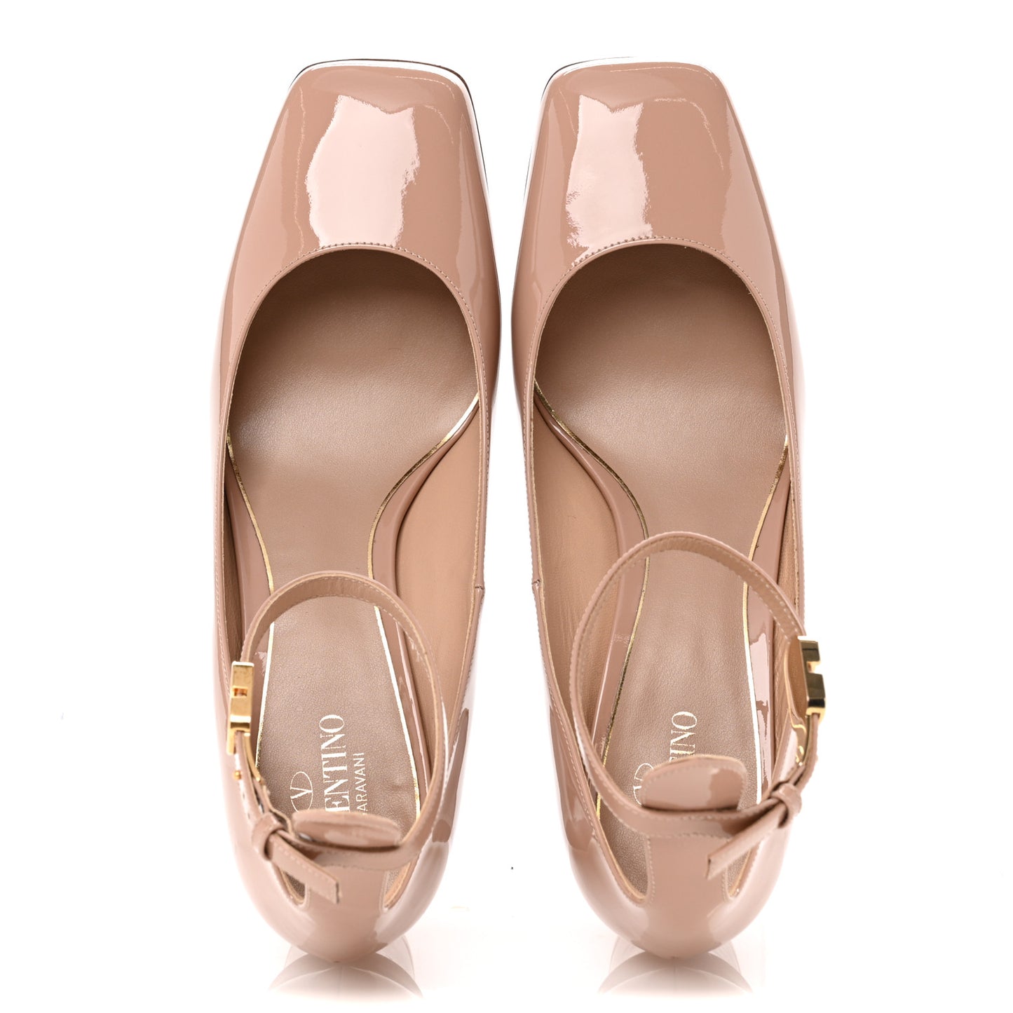 Patent Vlogo Tan-Go Ankle Strap 60mm Pumps 40 Rose Cannelle