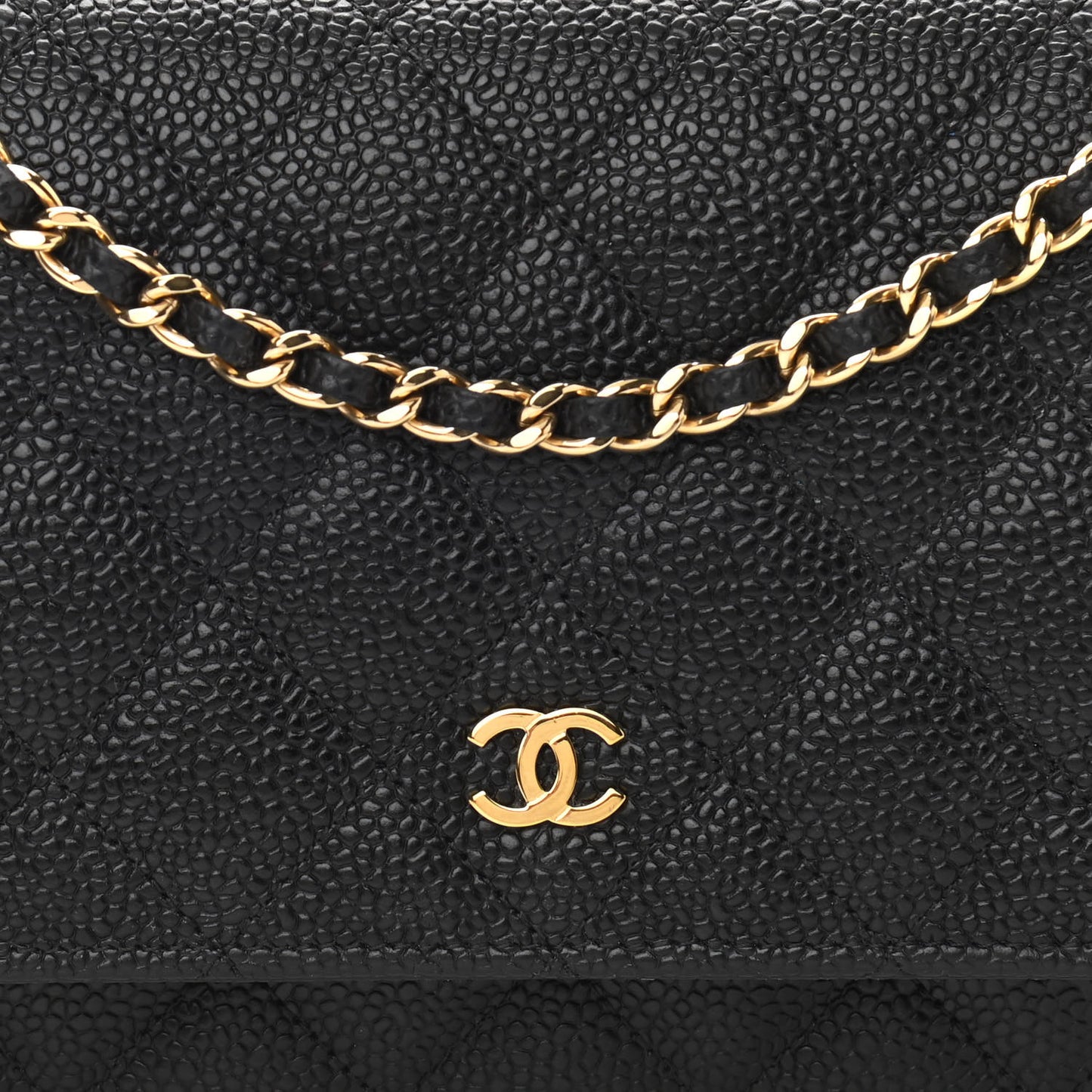 Caviar Quilted Wallet On Chain WOC Black