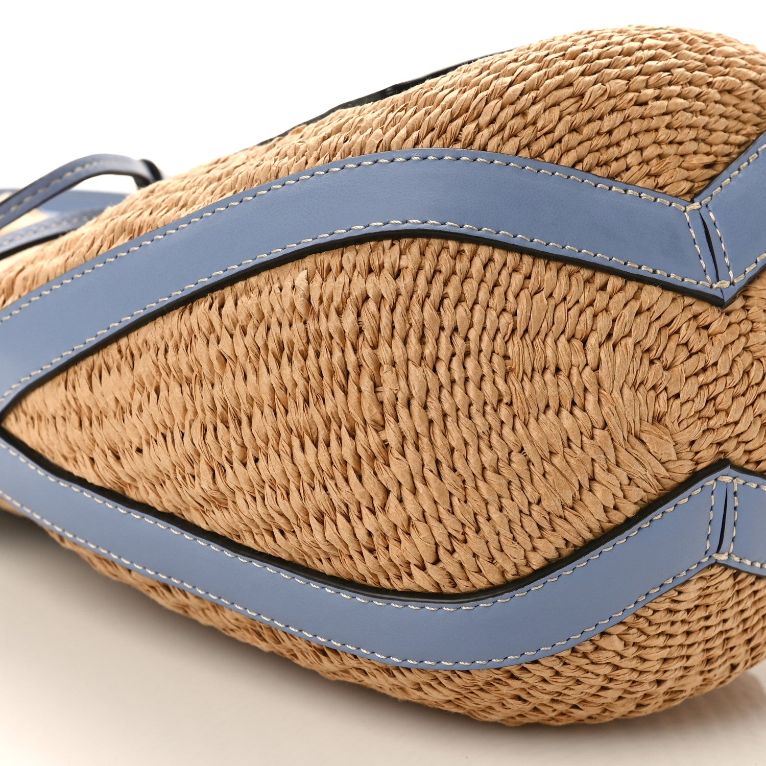 Chloe X MIFUKO Raffia Calfskin Basket Shoulder Bag Blue 9 of 10