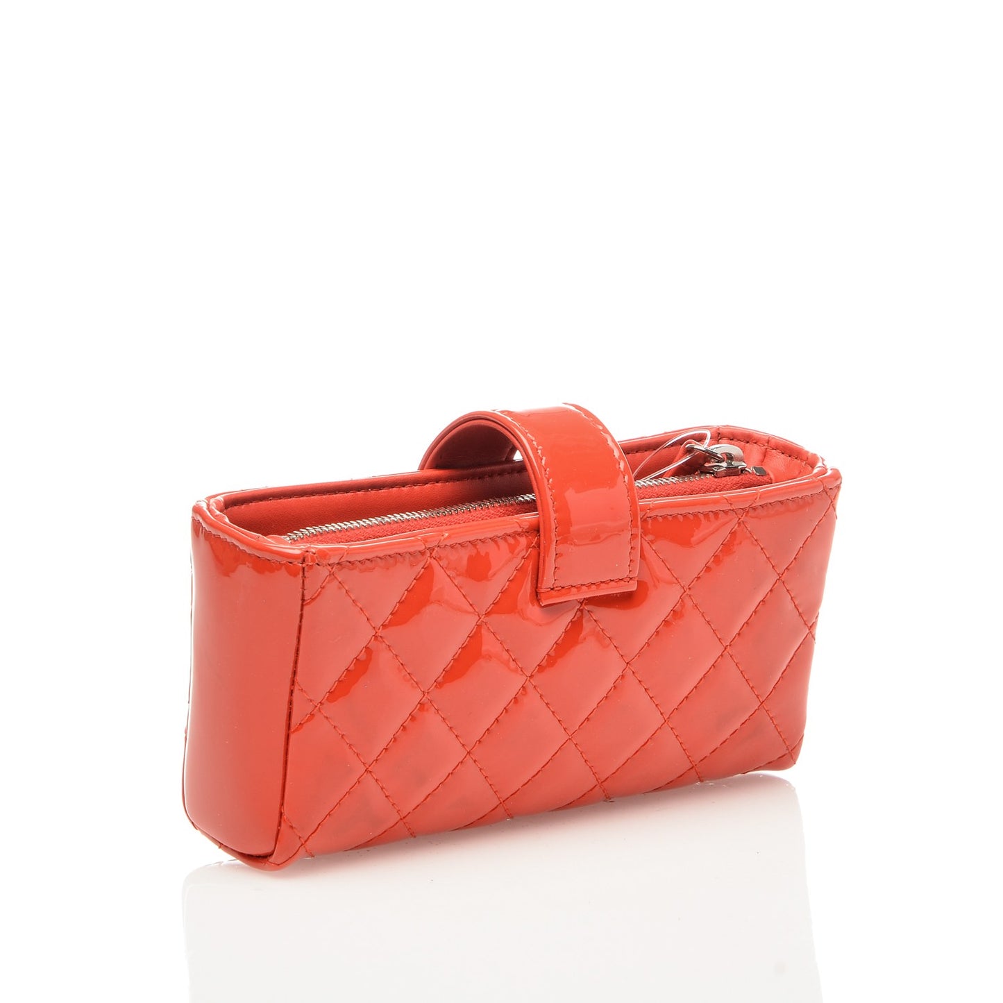 Patent Quilted Mini Phone Holder Clutch Red