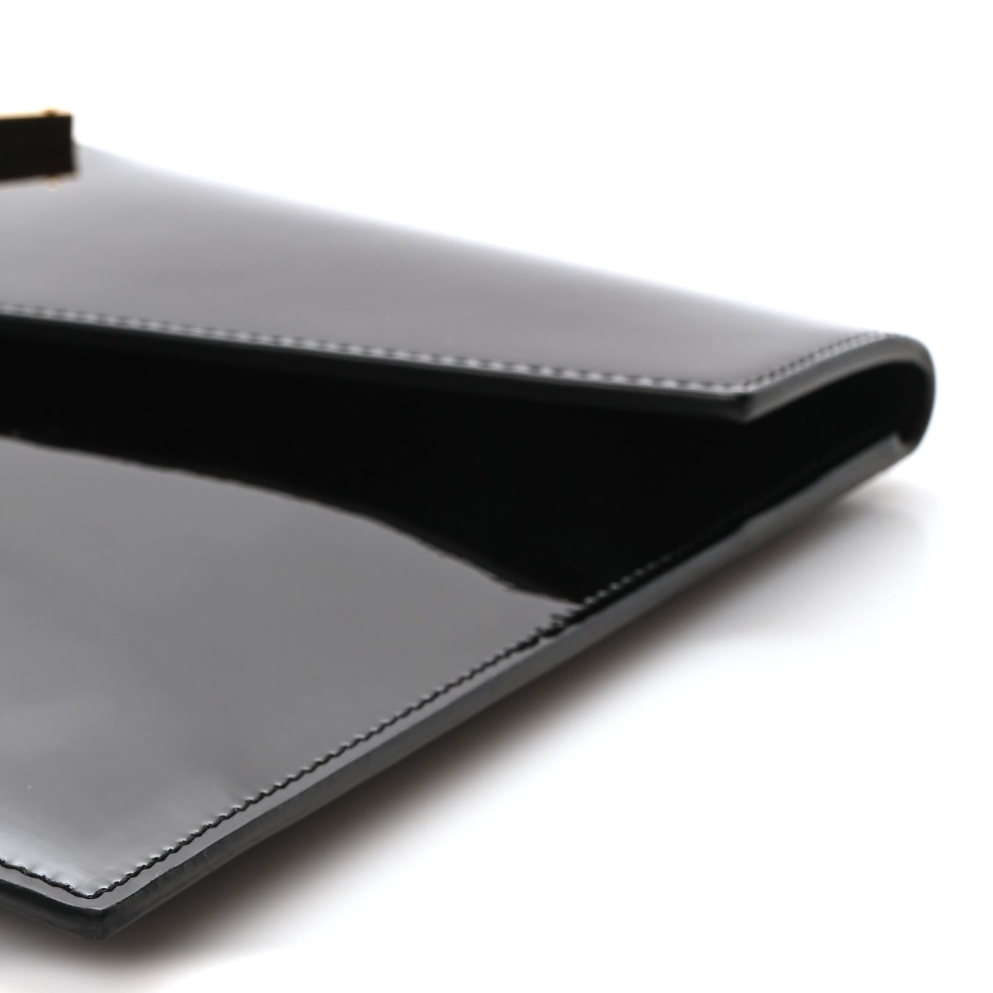 Patent Calfskin Monogram Uptown Clutch Black