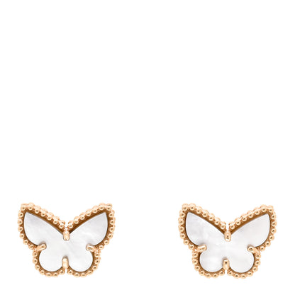 Van Cleef & Arpels 18K Yellow Gold Mother of Pearl Sweet Alhambra Butterfly Earrings 1 of 5