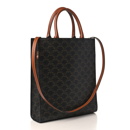 Celine Triomphe Canvas Calfskin Small Vertical Cabas Tan 3 of 8