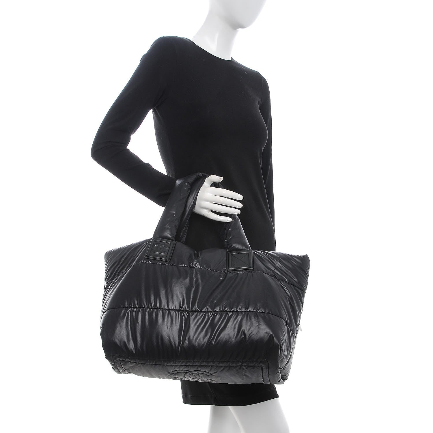 Chanel Nylon Quilted Medium Coco Cocoon Reversible Tote Black 2 of 9