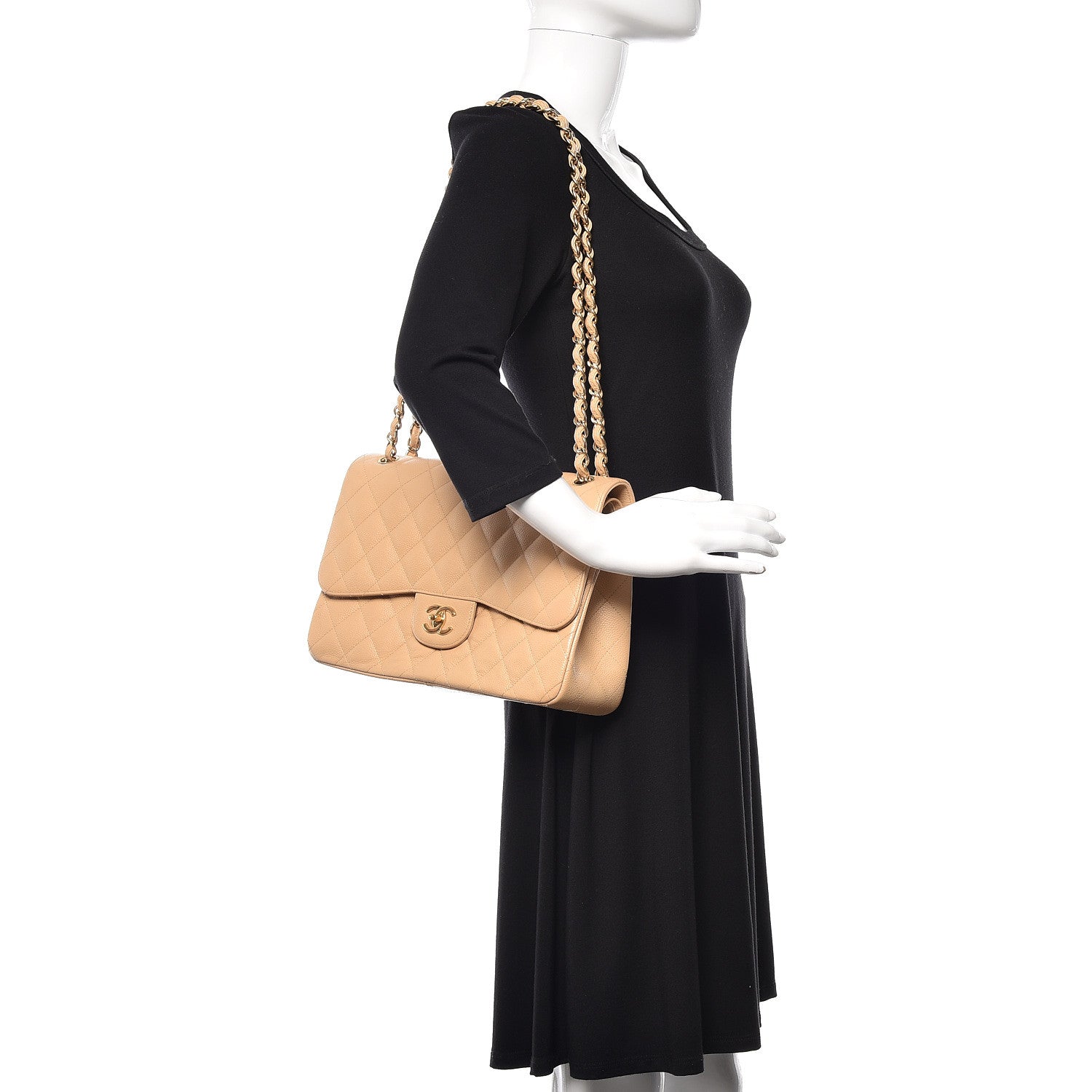 Chanel Caviar Quilted Jumbo Double Flap Beige Clair 2 of 10