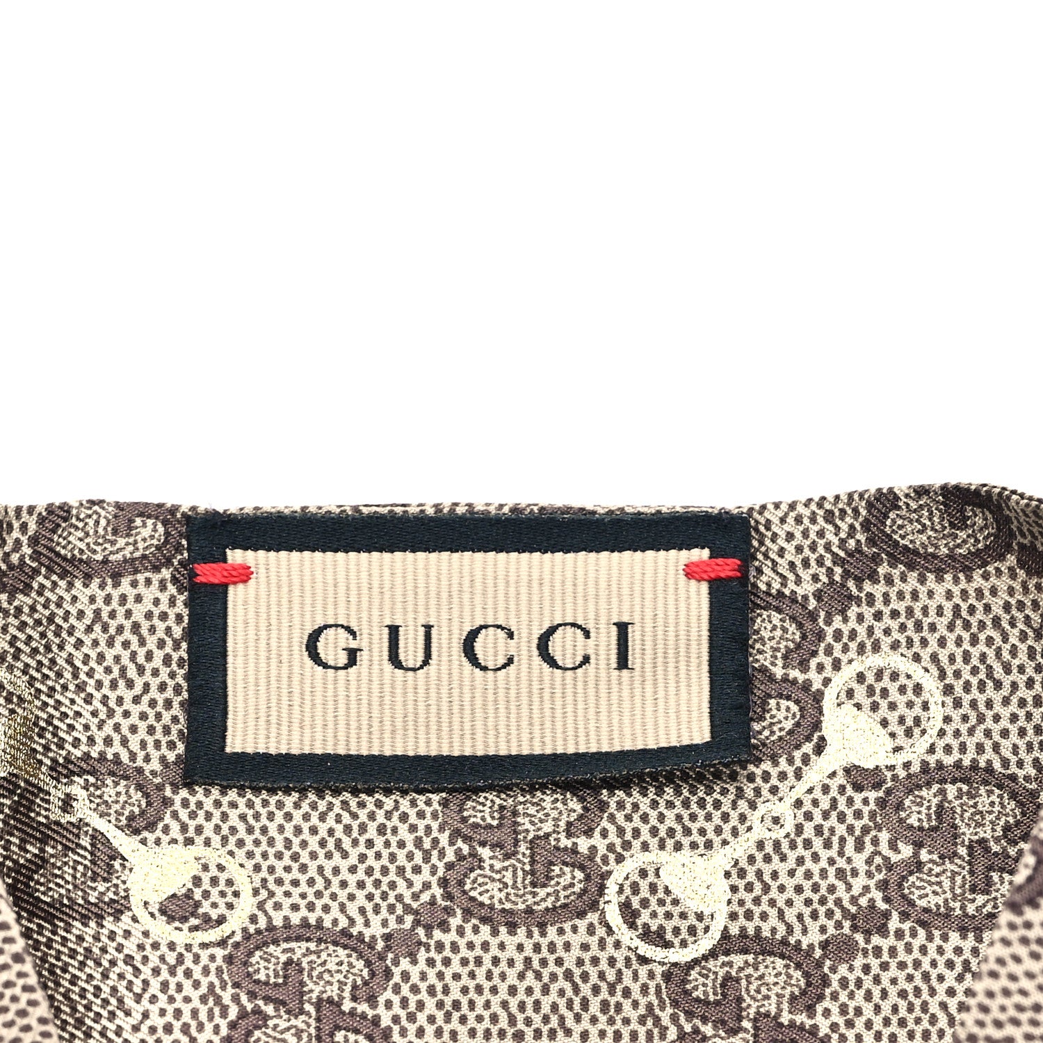 Gucci Silk Twill GG Monogram Gold Horsebity Neck Bow Scarf Brown Orange 3 of 3