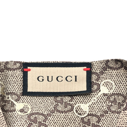 Gucci Silk Twill GG Monogram Gold Horsebity Neck Bow Scarf Brown Orange 3 of 3