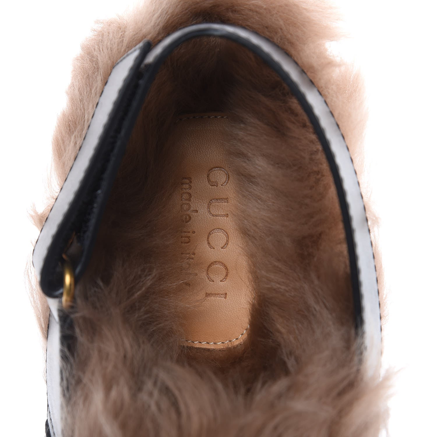 Gucci Calfskin Fur Mens Horsebit River Slingback Slippers 7 Black 6 of 8