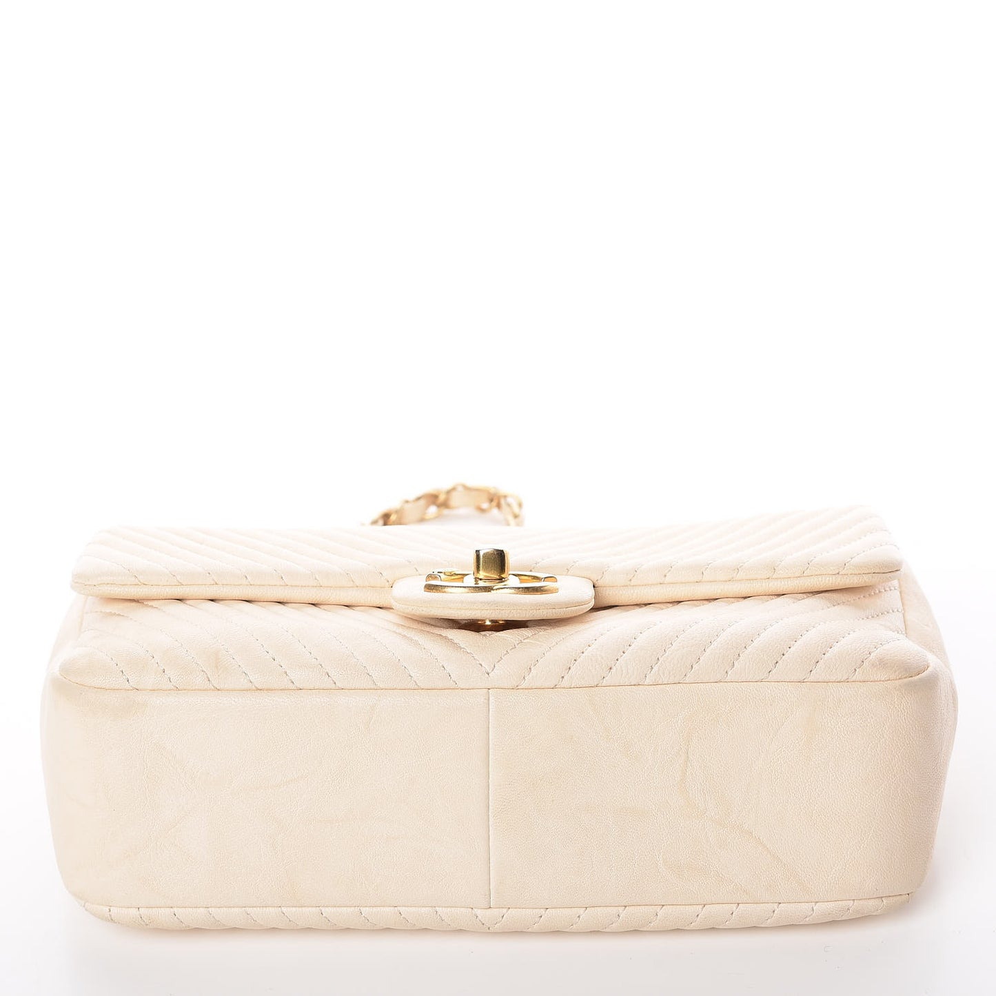 Calfskin Chevron Small Surpique Flap Ivory