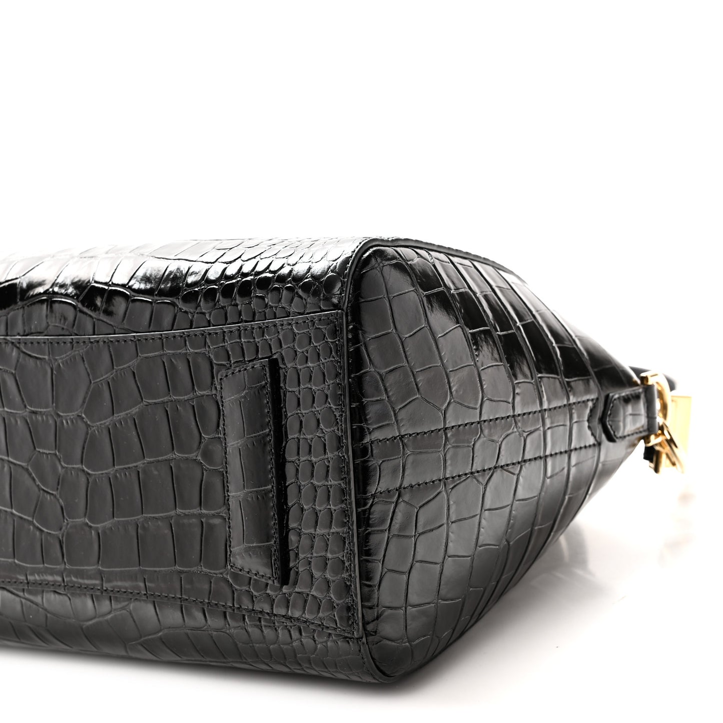 Calfskin Crocodile Embossed Small Antigona Black
