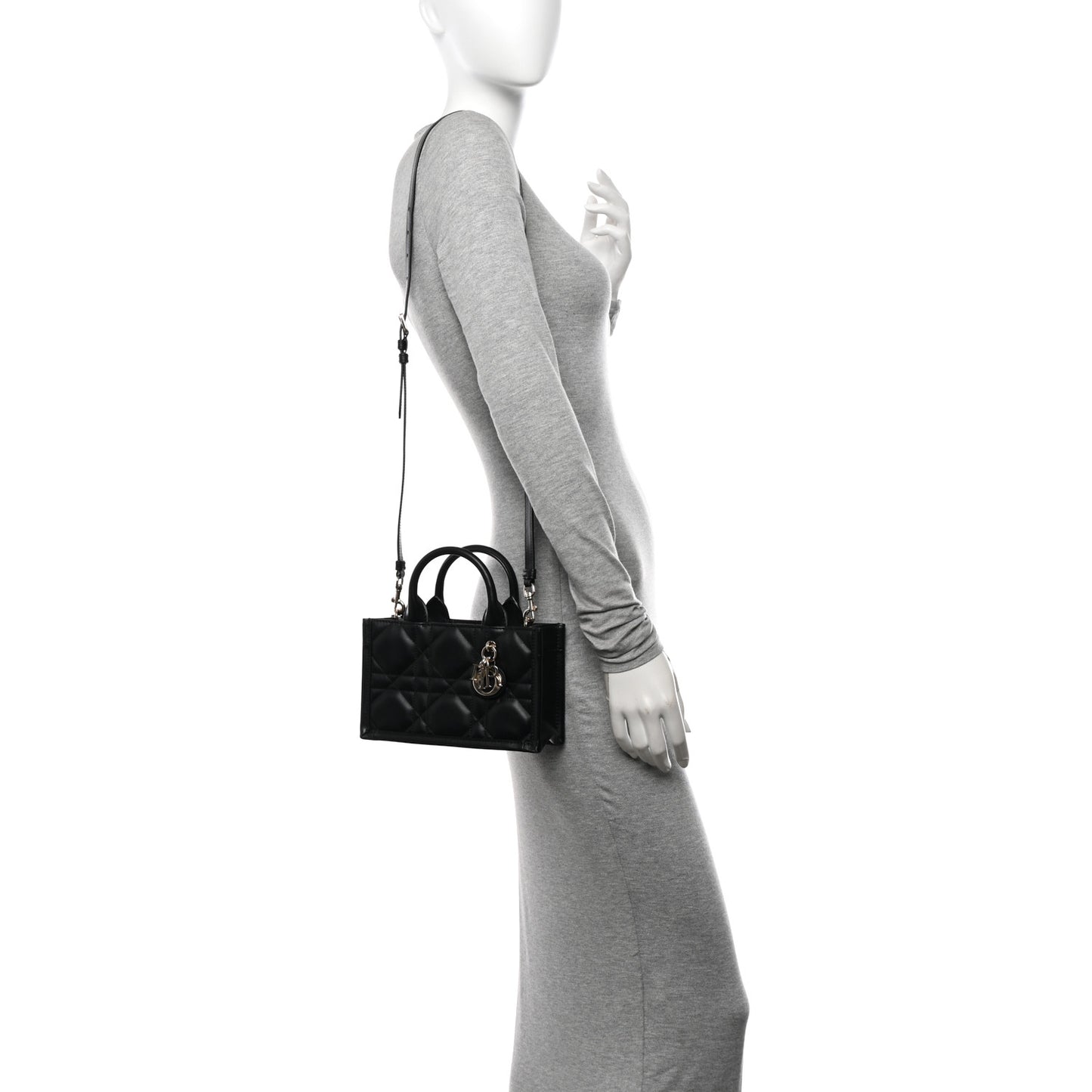 Calfskin Macrocannage Mini Book Tote Black