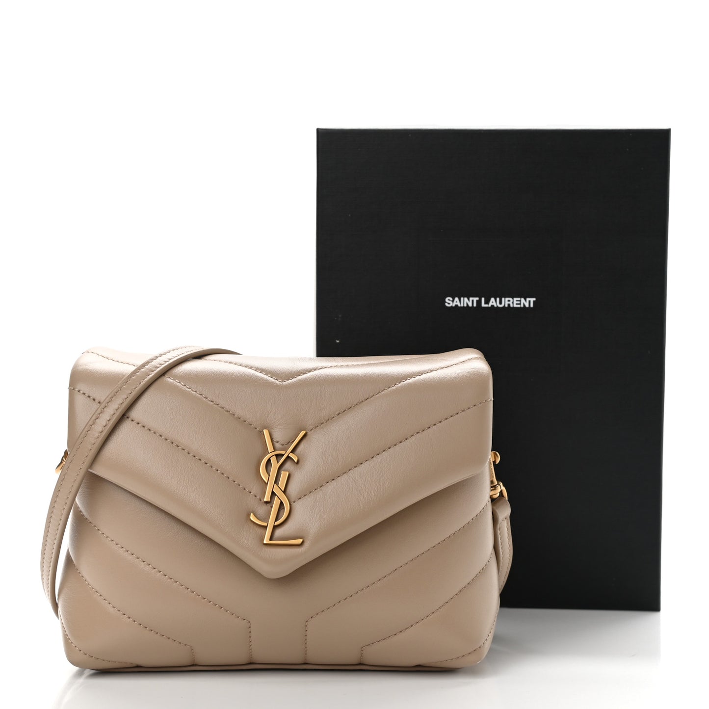 Calfskin Y Quilted Monogram Toy Loulou Crossbody Bag Dark Beige