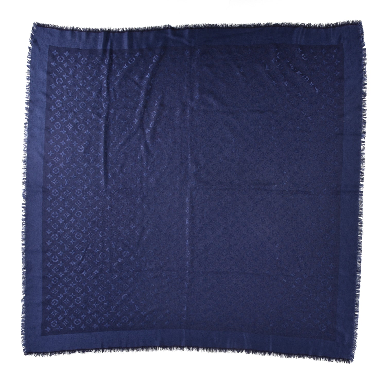 Louis Vuitton Silk Wool Monogram Shawl Night Blue 1 of 3