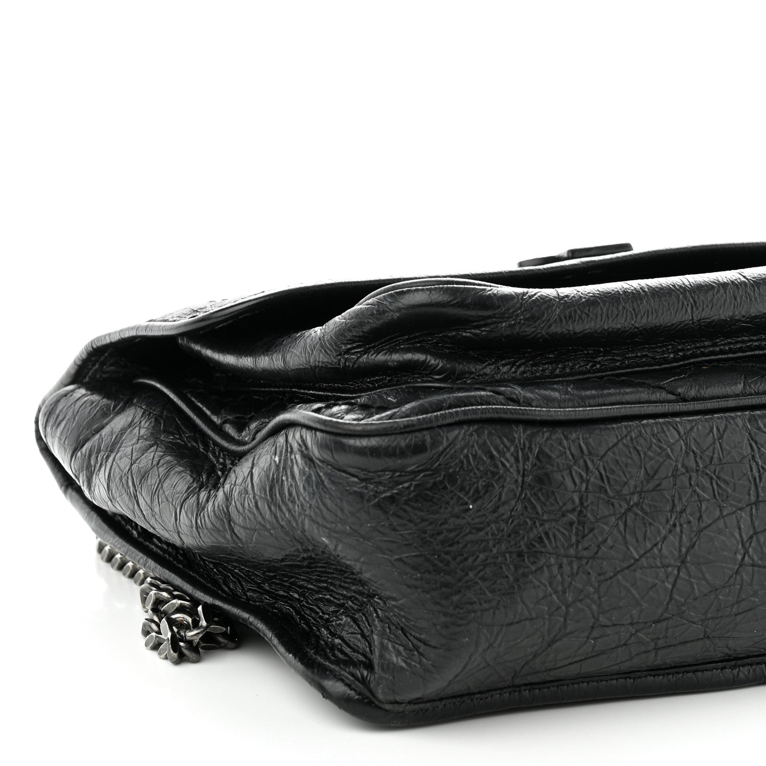 Saint Laurent Crinkled Calfskin Matelasse Monogram Large Niki Chain Satchel Black 9 of 12