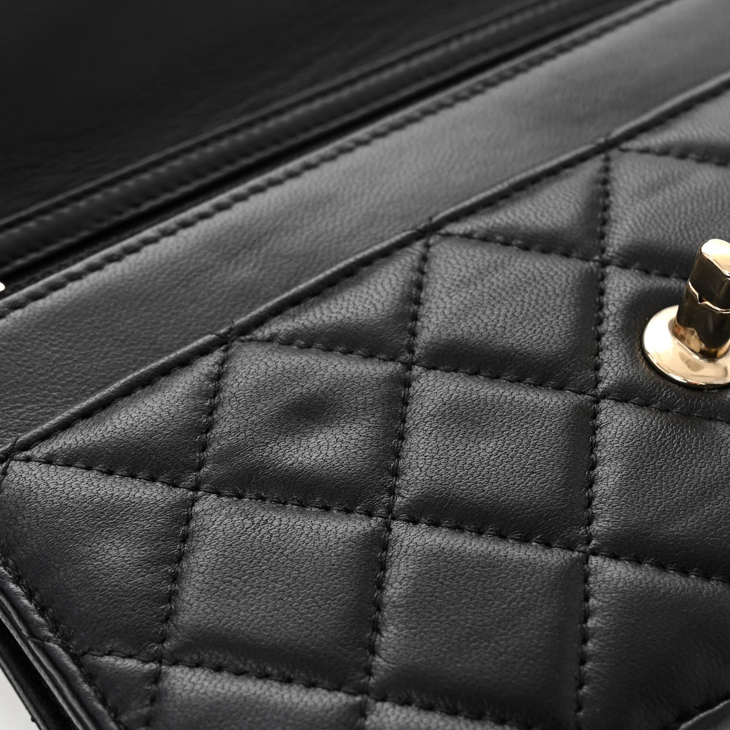 Chanel Lambskin Enamel Quilted Pearl Crush Wallet On Chain WOC Black 12 of 12