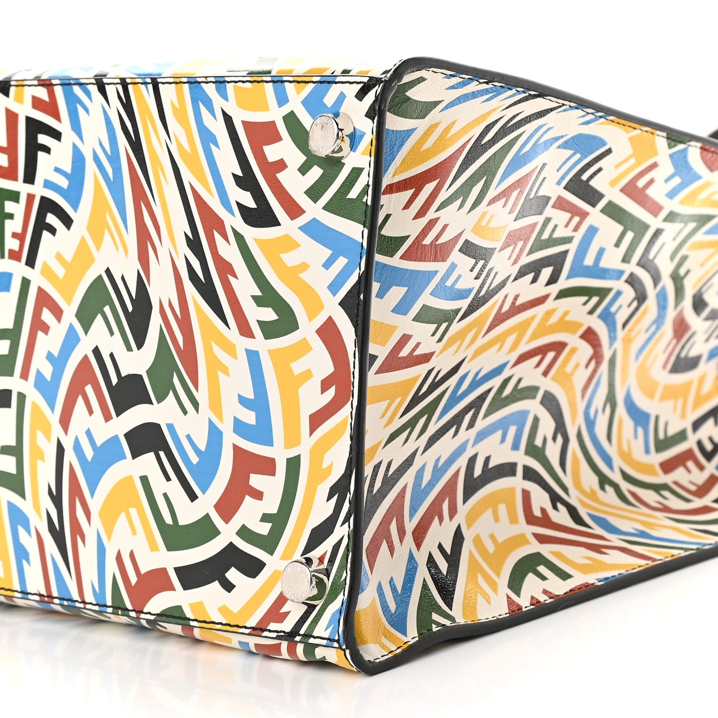 X SARAH COLEMAN Vitello Grace Light FF Vertigo Shopping Tote White Ice Multicolor