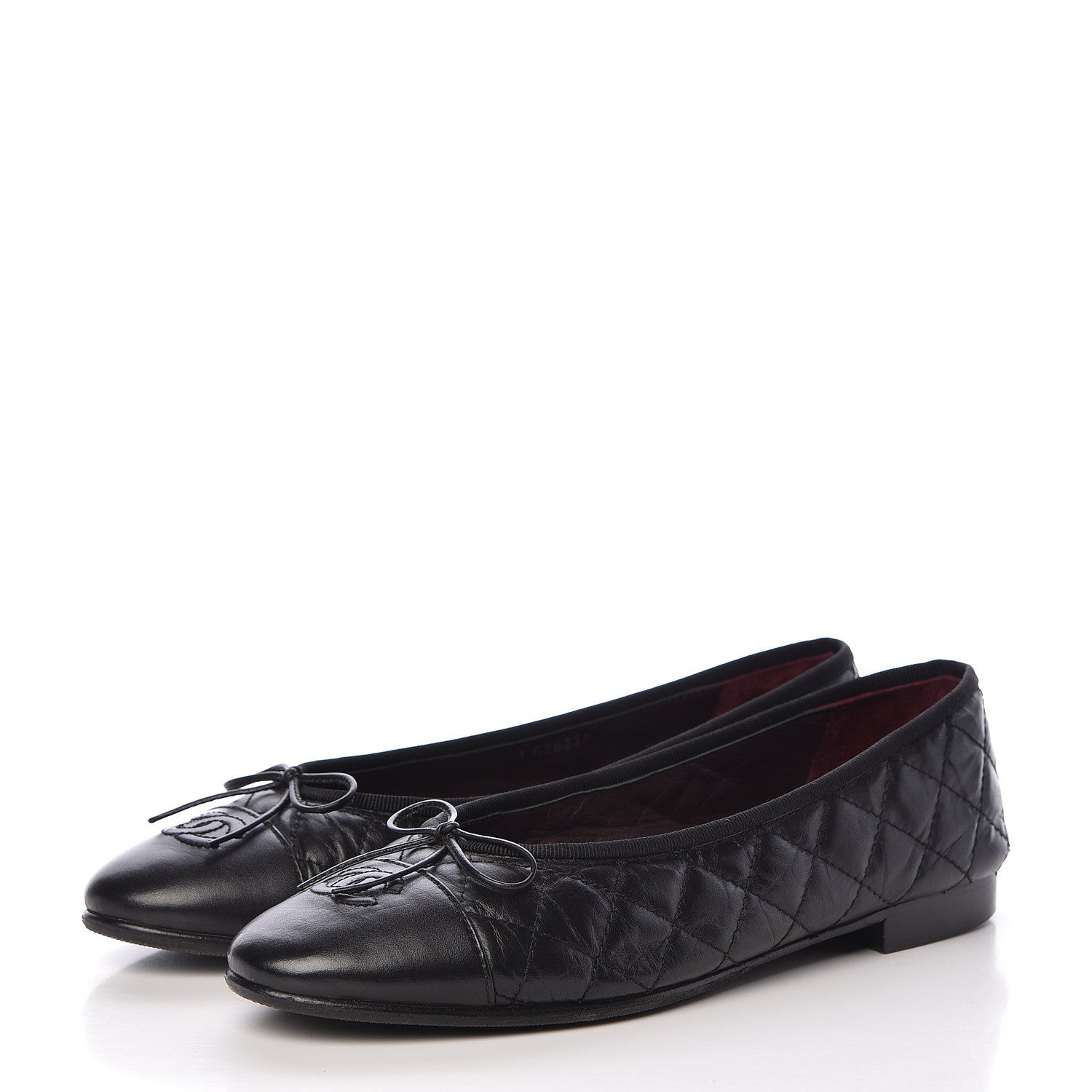 Chanel Aged Calfskin Quilted Cap Toe Ballerina Flats 39.5 Black 3 of 15