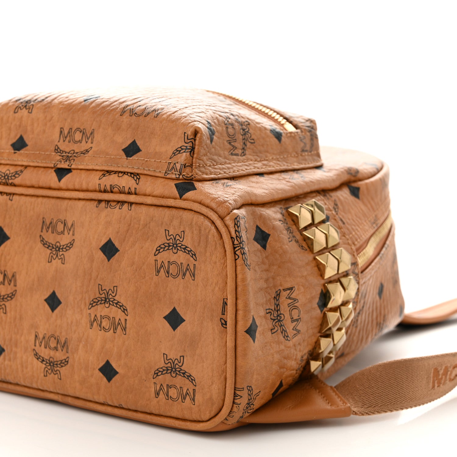 MCM Visetos Side Stud Mini Stark Backpack Cognac 8 of 11