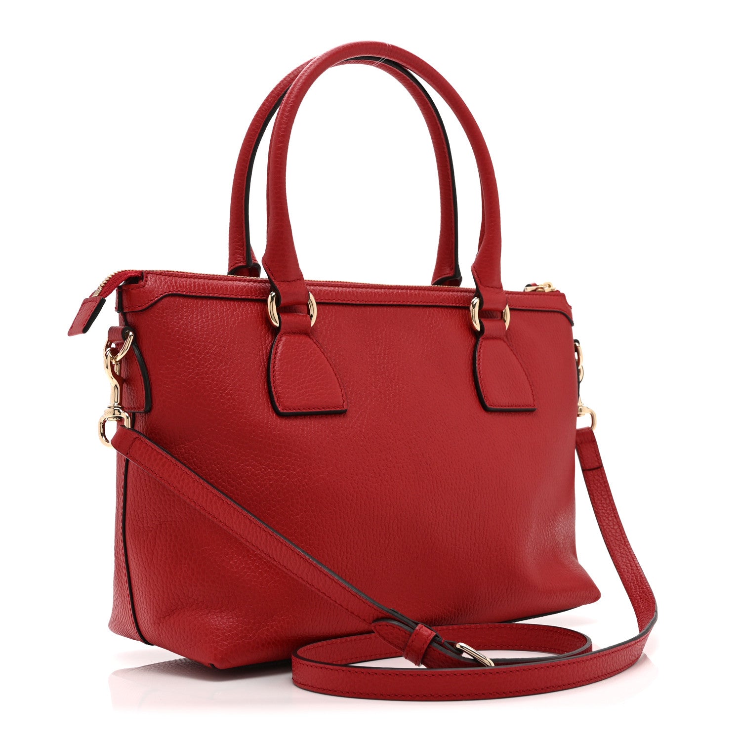Gucci Dollar Calfskin GG Charm Satchel Red 3 of 11