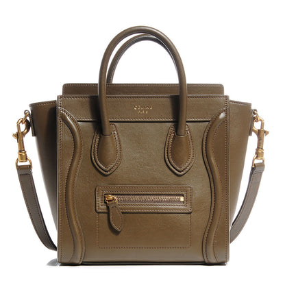 Celine Smooth Calfskin Nano Luggage Khaki 1 of 9