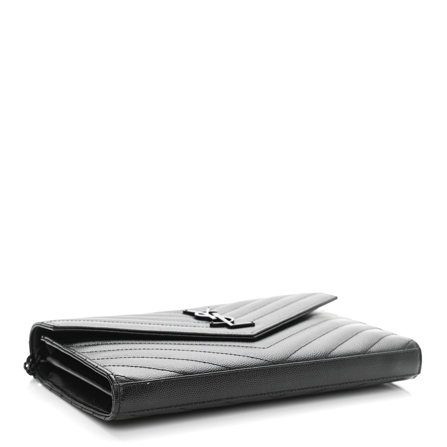 Grain De Poudre Matelasse Chevron Monogram Chain Wallet Black