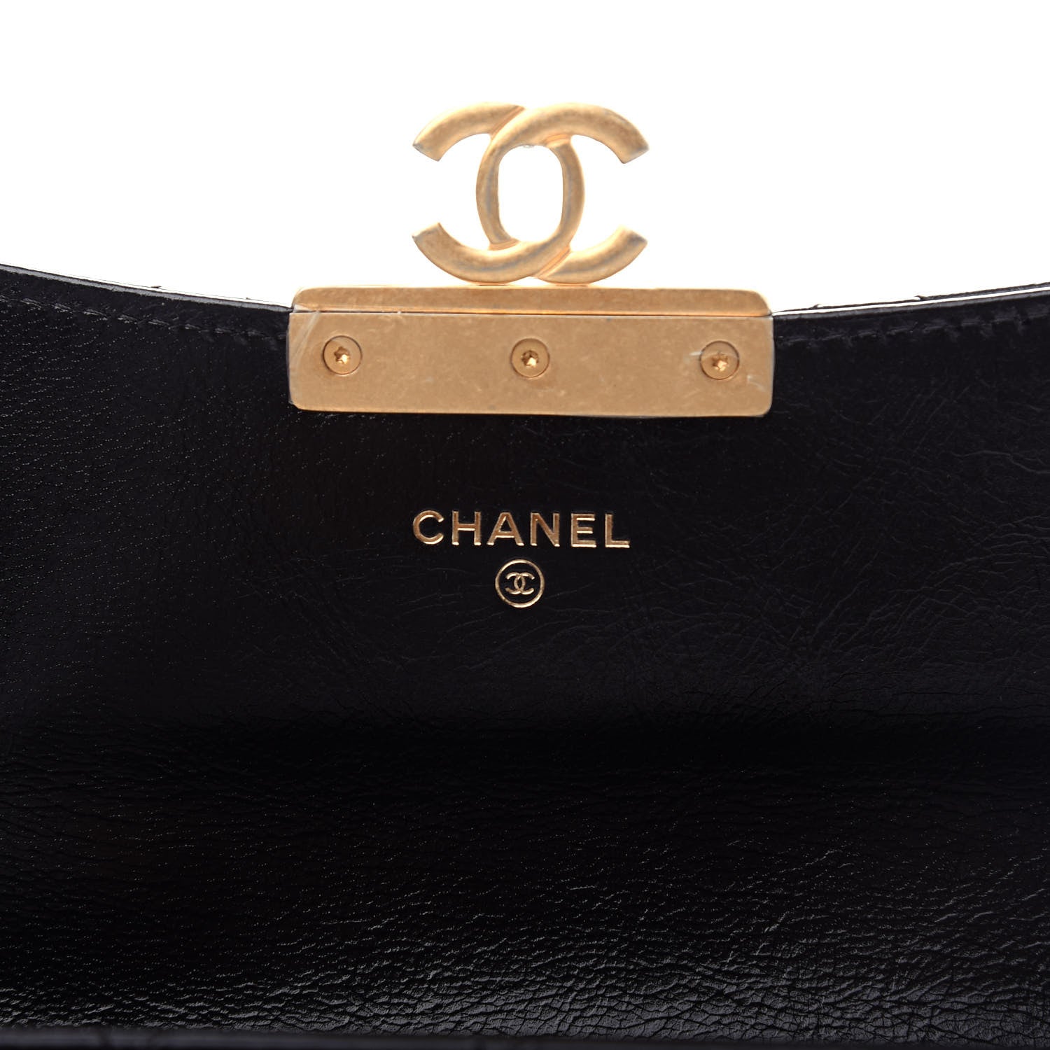 Chanel Goatskin Stitched Golden CC Flap Wallet Black 6 of 8