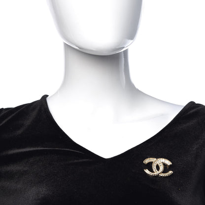 Chanel Crystal CC Brooch Light Gold 2 of 5