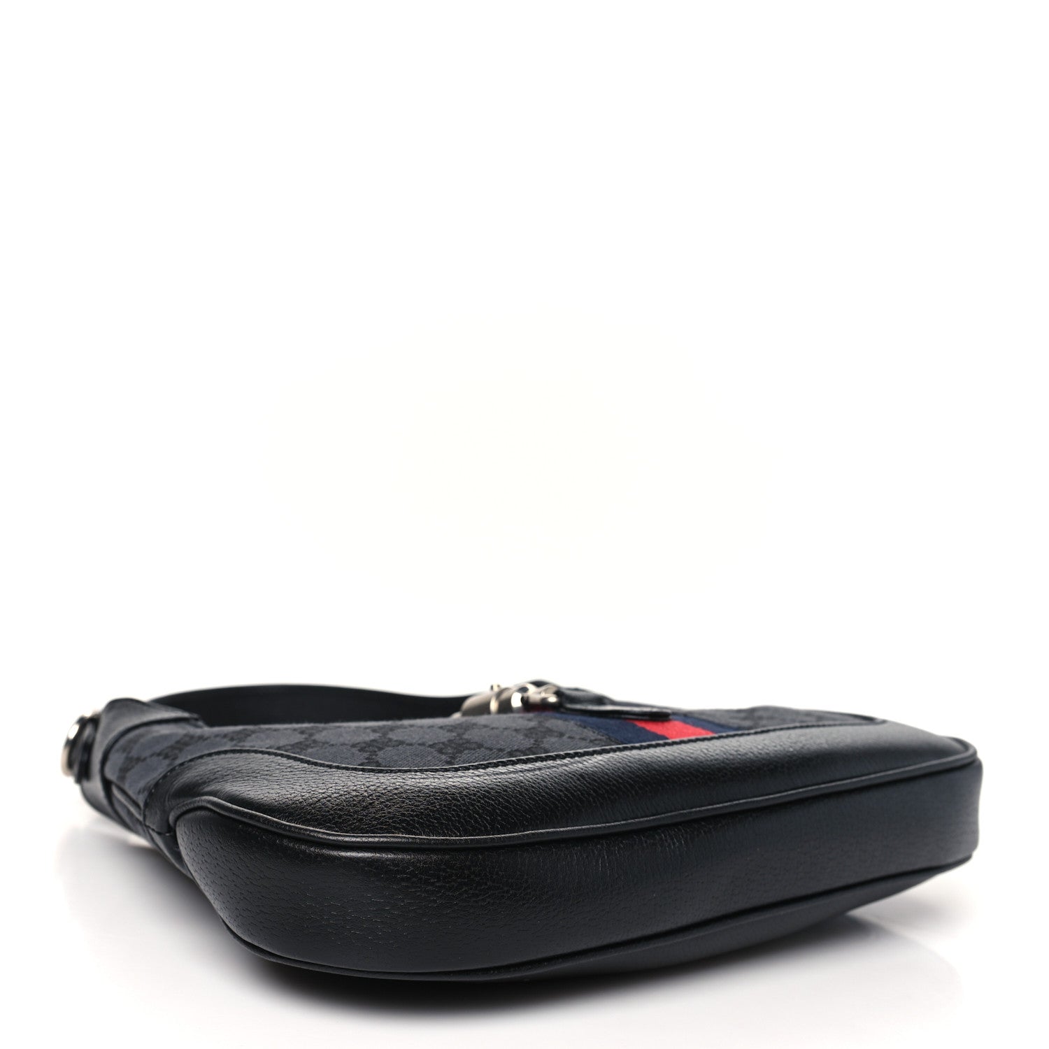 Gucci X BALENCIAGA BB Monogram Calfskin Web Small Jackie 1961 Hobo Black 4 of 10