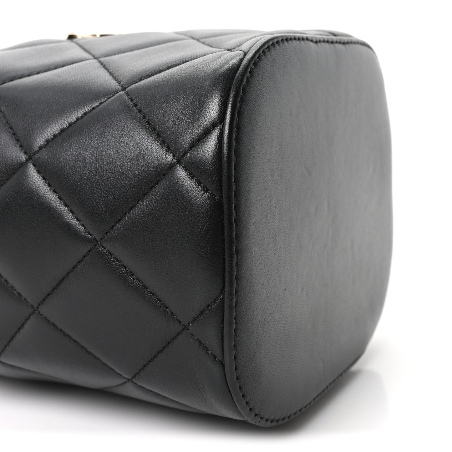 Lambskin Quilted Trendy Vanity Case Black