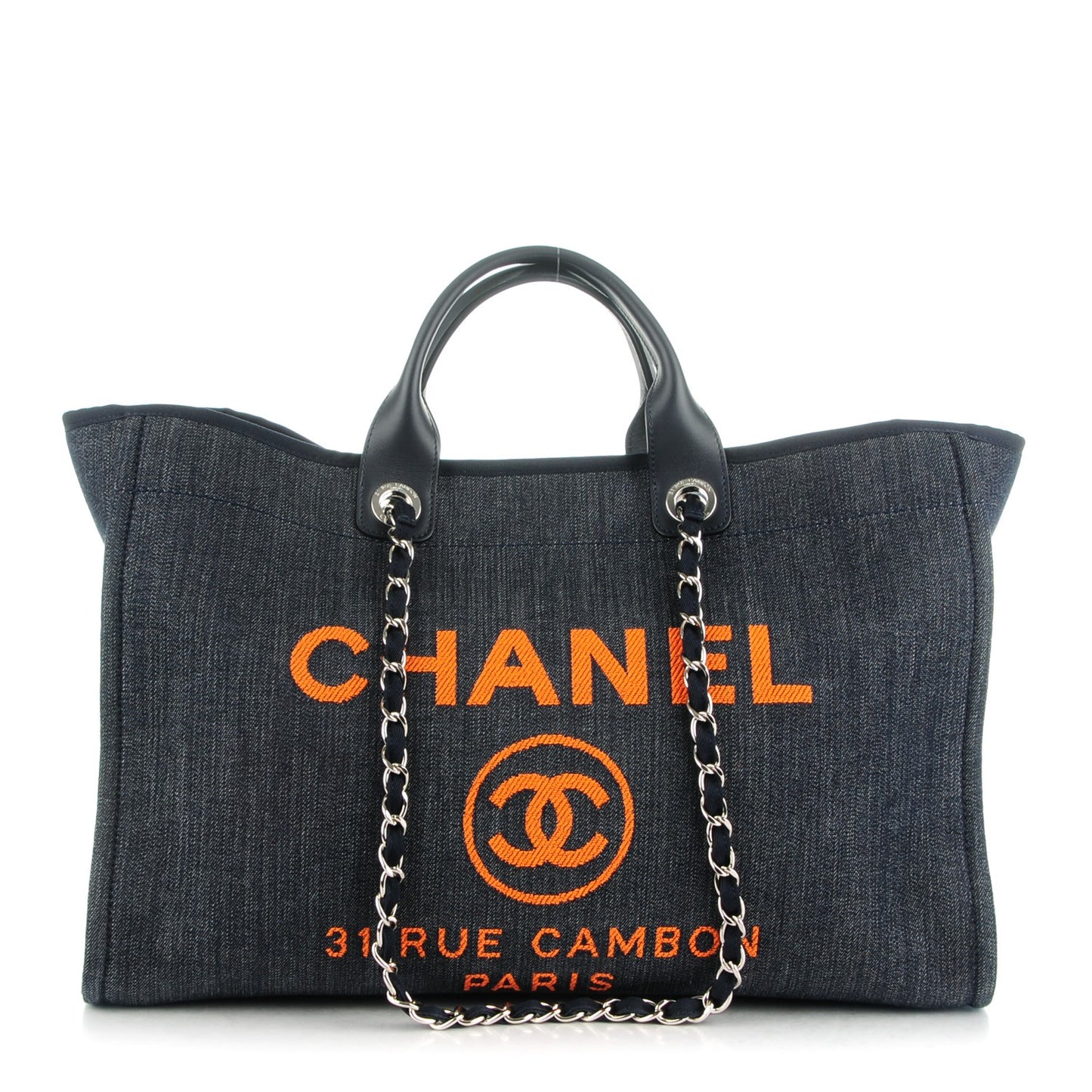 Canvas Large Deauville Tote Blue Orange
