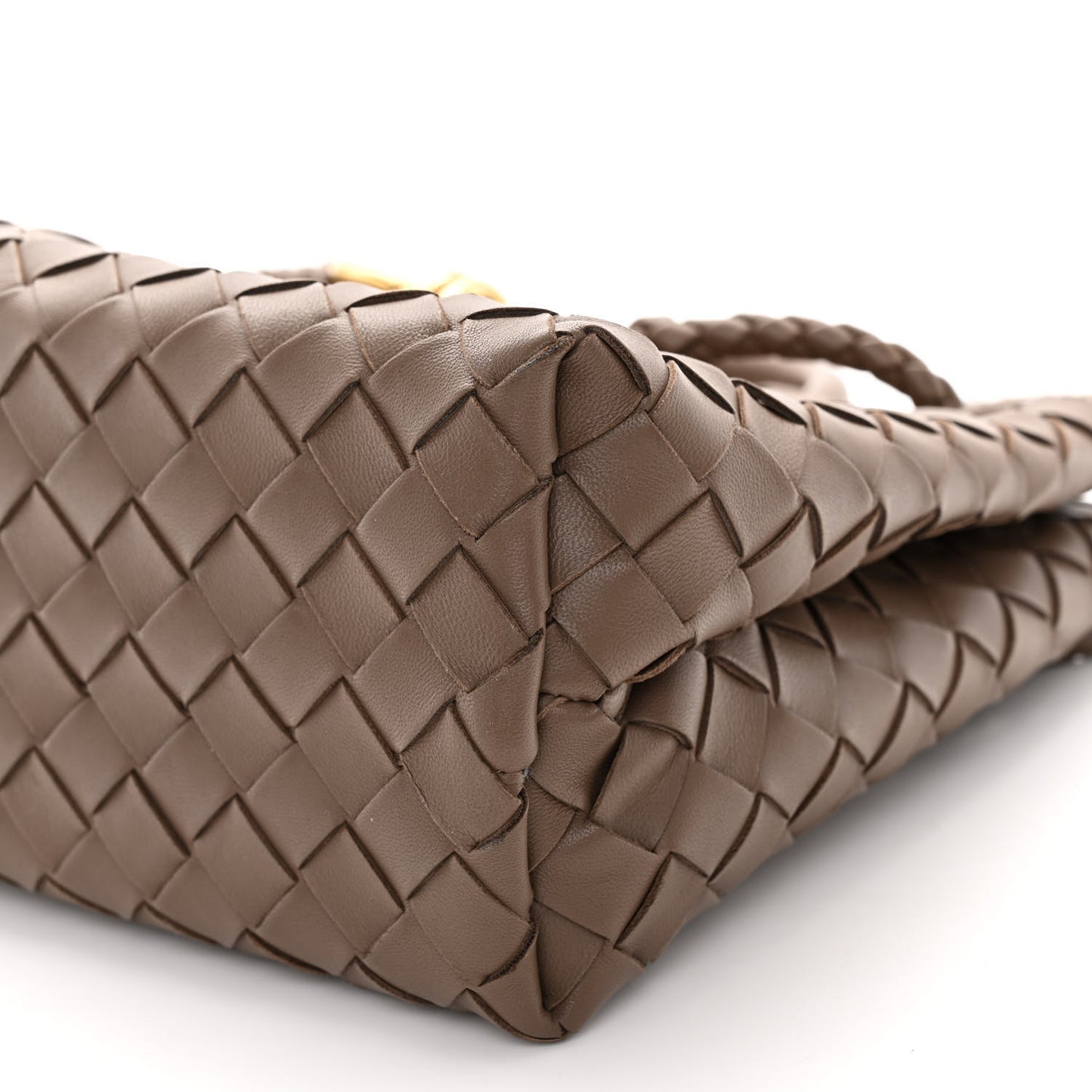 Nappa Intrecciato Small Andiamo Shoulder Bag Taupe Grey