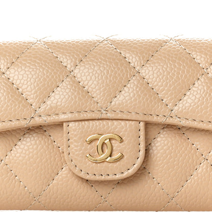 Chanel Caviar Quilted Flap Card Holder Wallet Beige 8 of 9