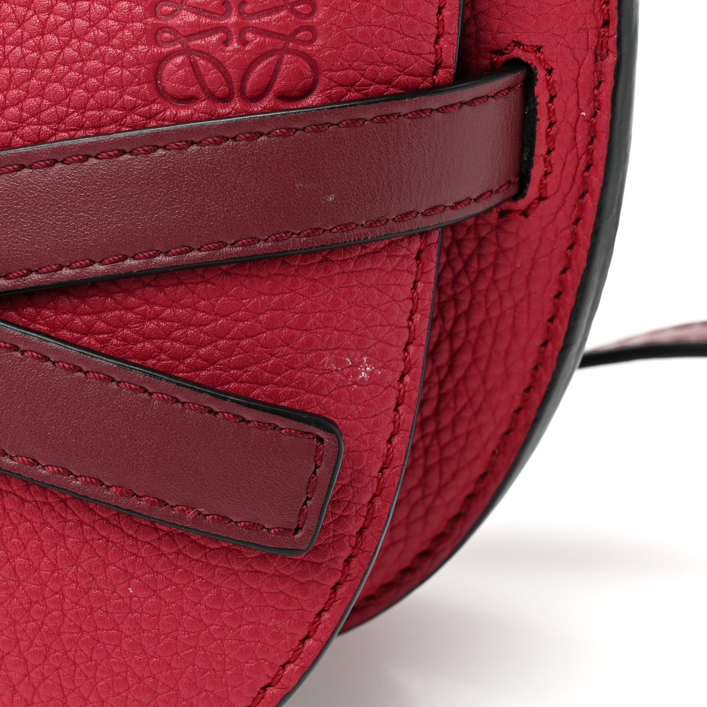 Grained Calfskin Mini Gate Crossbody Bag Raspberry Wine