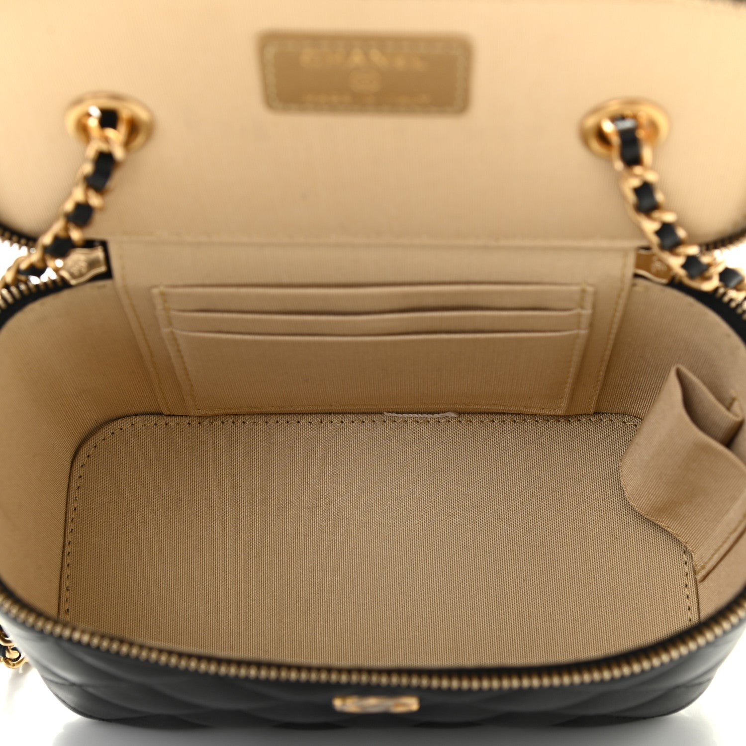 Chanel Lambskin Quilted Pearl Crush Small Vanity Case With Chain Black 5 of 9