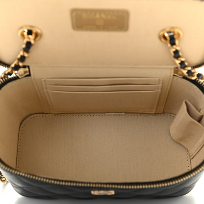 Chanel Lambskin Quilted Pearl Crush Small Vanity Case With Chain Black 5 of 9