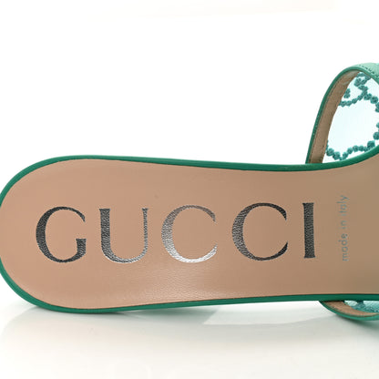 Gucci Tela Retino Nappa Crystal GG Monogram Square G 95mm Slide Sandals 40 Turquoise 7 of 9