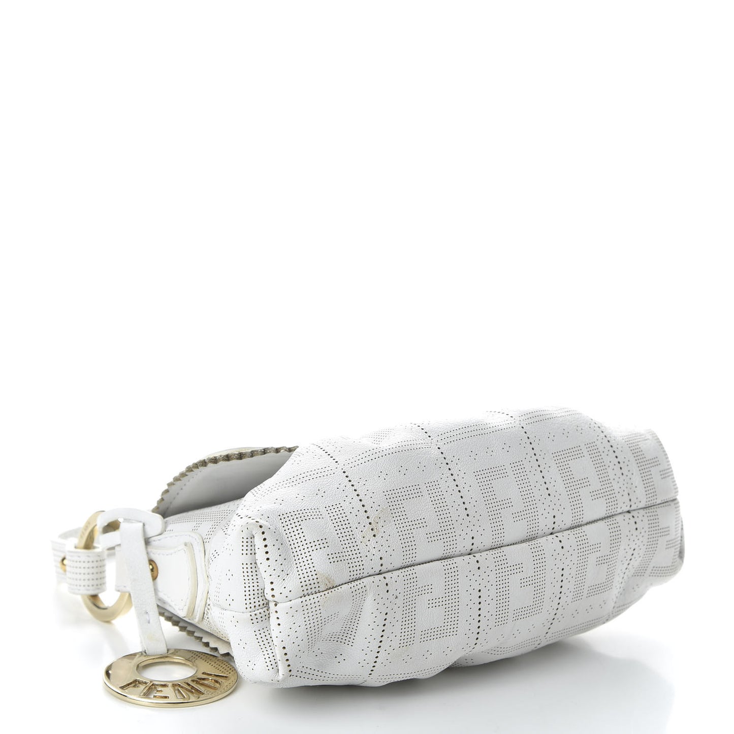 Calfskin Perforated Mini Chef Shoulder Bag White
