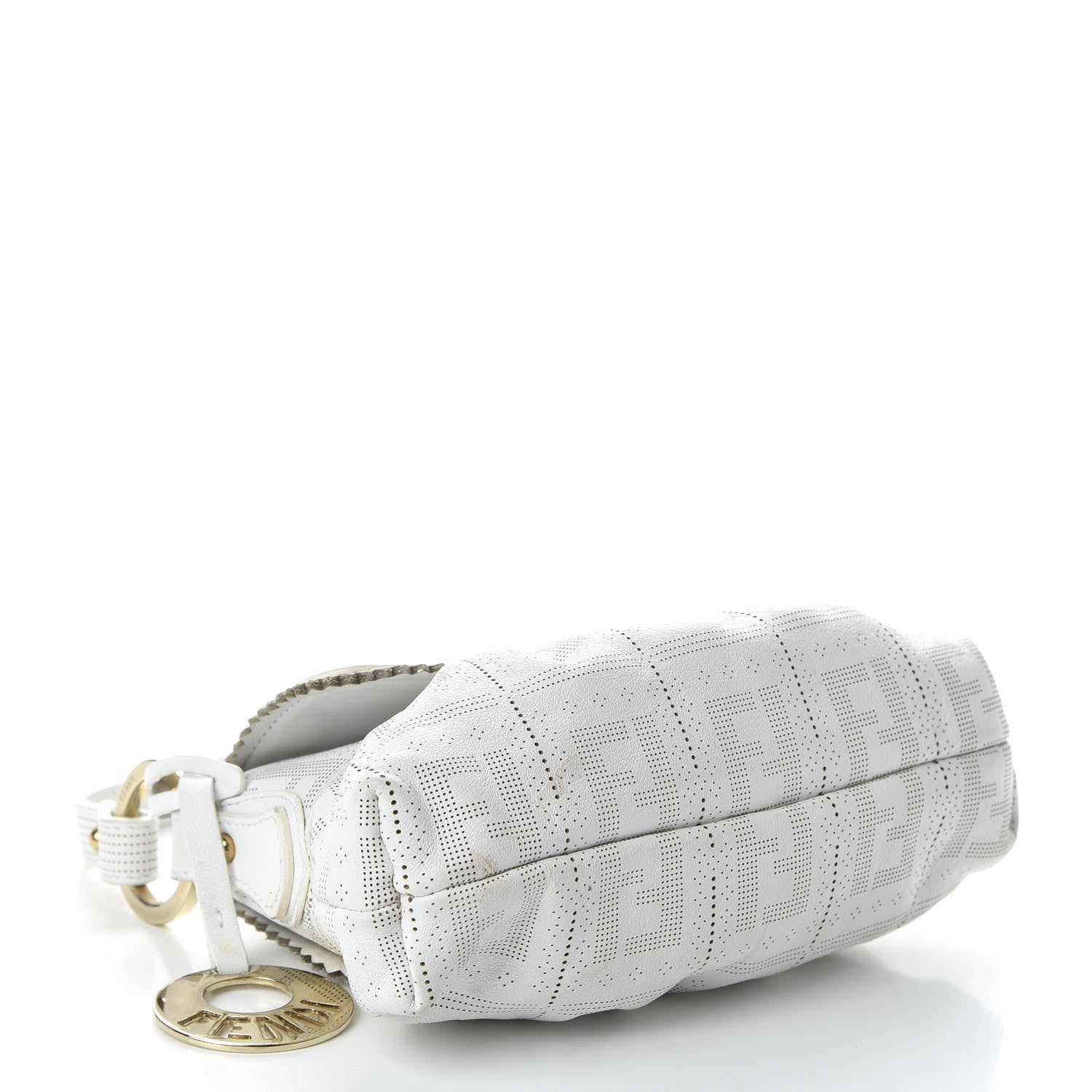 Fendi Calfskin Perforated Mini Chef Shoulder Bag White 4 of 9