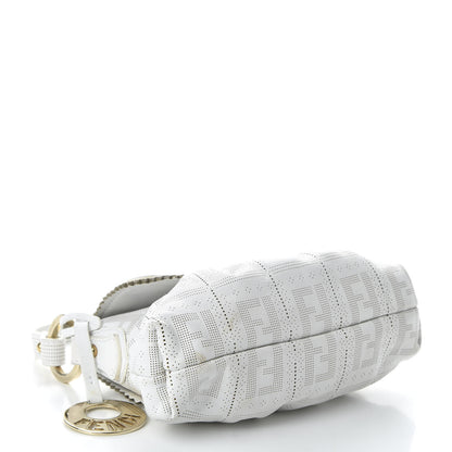 Fendi Calfskin Perforated Mini Chef Shoulder Bag White 4 of 9