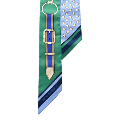 Hermes Silk Grand Tralala Twilly Bleu Ciel Vert 2 of 3