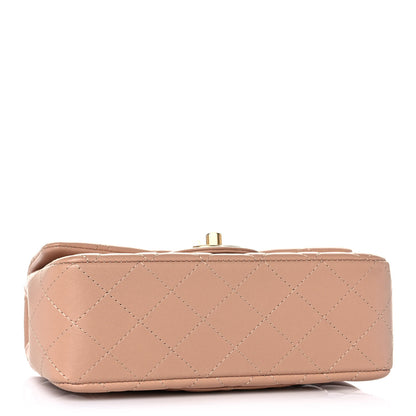 Chanel Lambskin Quilted Mini Top Handle Rectangular Flap Beige 4 of 12