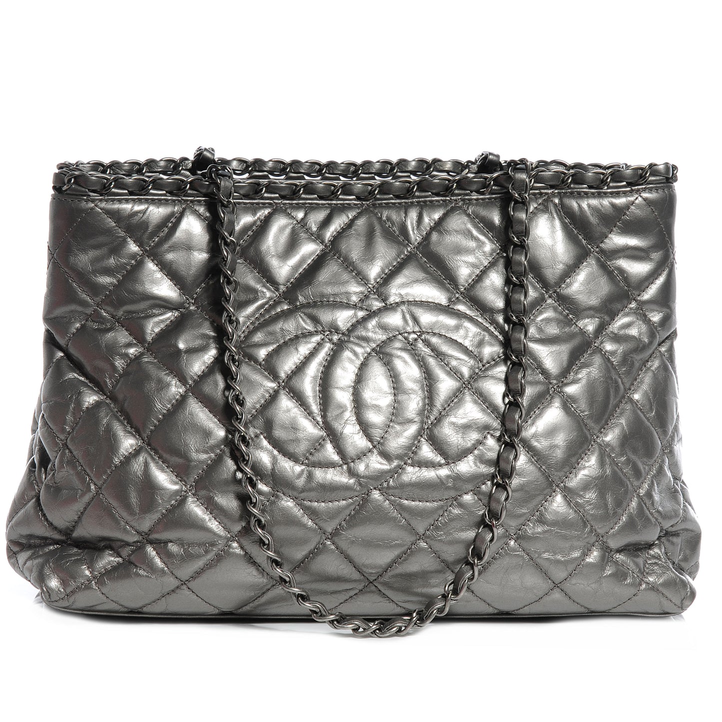 Calfskin Small Chain Me Tote Light Silver