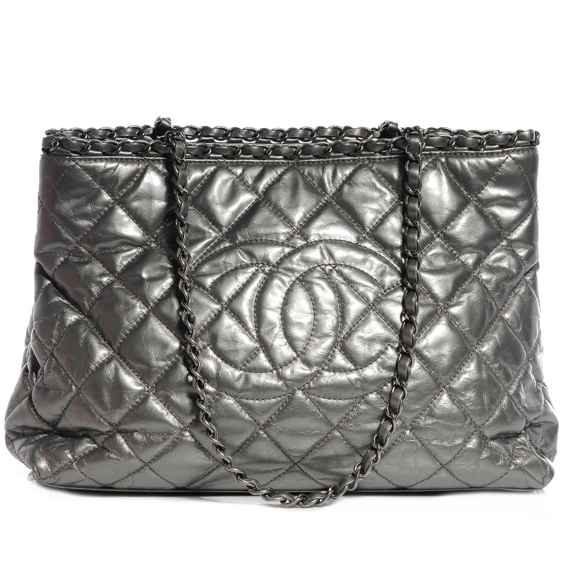 Chanel Calfskin Small Chain Me Tote Light Silver 1 of 7