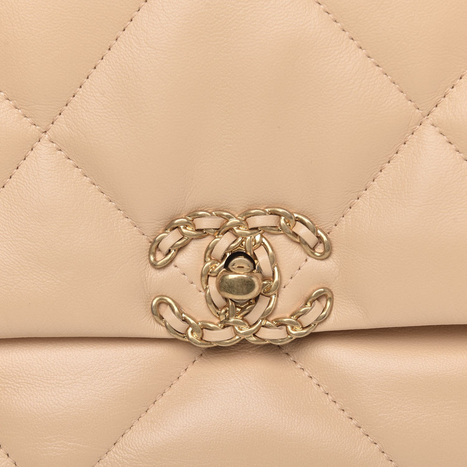 Chanel Shiny Goatskin Quilted Large 19 Flap Beige 8 of 11
