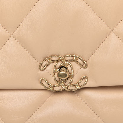 Chanel Shiny Goatskin Quilted Large 19 Flap Beige 8 of 11